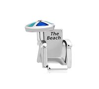 FGT Summer Ocean Beach Chair Charms Compatible with Pandora Moments Bracelets Necklace Pendant Blue Umbrella Women Vacation Holiday