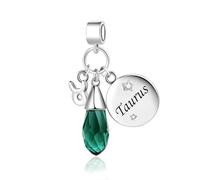 FGT Taurus Zodiac Dangle Charm fit Pandora Charm Moments Bracelets Sparkling Green May Birthstones