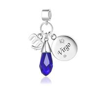 FGT Virgo Zodiac Dangle Charm Jewelry fit Pandora Charm Moments Bracelets Sparkling Blue September Birthstones