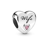 FGT Wife Love Heart Charm fits Pandora Bracelets Sterling Silver Pink Crystal Dangle Women Mum Husband Lover Anniversary Valentine Birthday
