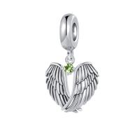 FGT Wings of Angels Love Protection Green August Birthstones Dangle Charm fits Pandora Charms Moments Bracelets