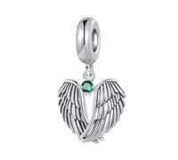 FGT Wings of Angels Love Protection Green May Birthstones Dangle Charm fits Pandora Charms Moments Bracelets