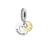 FGT Women Anniversary Charm for Bracelets Necklaces Pendants Sterling Silver You and Me Forever Dangle Gift for Girls Family Wife Sister Aunt Birthday Girlfriend Lover Valentine