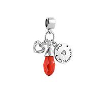 FGT Women July Birthstones Love Heart Dangle Charms Compatible with Pandora Moments Bracelets Passionate Red Crystal
