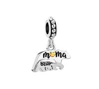 FGT Women Mama-Bear Dangle Charm Compatible with Pandora Moments Bracelets Mommy Bear Mum Mother Daughter Love