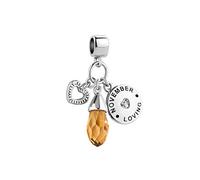 FGT Women November Birthstones Love Heart Dangle Charms Compatible with Pandora Moments Bracelets Loving Yellow Crystal CZ
