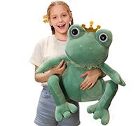 FGTLJ Large Sitting Frog Plush Toy Green Frog Stuffed Anima Dolls, Large Squishy Frog Plush Soft Hugging Pillow, Adorable Frog Plushie Dolls Gift, Unique Crown Frog Decor19.6''