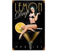 FGTYH Pin Up Girl Vintage Retro Tin Sign Sexy Girl Lemon Drop Martini Wllart Decoration Metal Poster Wllart Decoration Man Cave Bar Cafe Club Garage