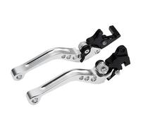Fguiieqj Aluminum Universal Motorcycle Scooter Brake Lever Front Disc Rear Drum Double Adjustable Clutch Levers Handle Motorcycle Clutch Drum Brake Lever Handle(Silver)