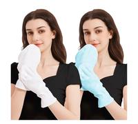 FGUJSUR 1/2Pairs Sun Protection Ice Silk Gloves For Women Men Summer Thin Breathable Ice Silk Hand Sleeves Outdoor Riding Gloves Mittens For Driving Riding Outdoor(White blue-2pairs)