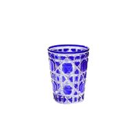 FGUJSUR 310ml Colorful Checkered Glass Cup European Style Creative Whiskey Glasses Hand-Carved Drinking Water Bottle Summer Coffee Mugs(Blue)