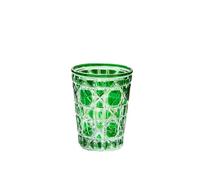 FGUJSUR 310ml Colorful Checkered Glass Cup European Style Creative Whiskey Glasses Hand-Carved Drinking Water Bottle Summer Coffee Mugs(Green)