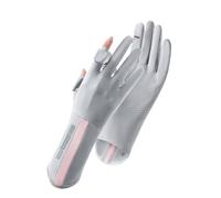 FGUJSUR Elastic Sunscreen Gloves Mid-long Thin Ice Silk Sun Protection Gloves Slip Resistant Mittens Cycling Driving Gloves For Driving Riding Outdoor(Light grey)