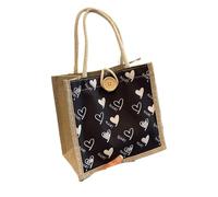 FGUJSUR Handbag Linen Lunch Box Bag Cosmetic Portable Shopping Versatile Casual Women'S Bags(Black-Button)