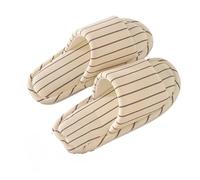 FGUJSUR Linen Slippers Simple Stripe Cotton Linen Slippers For Sweat Absorbent Home Suitable For All Seasons Air Conditioned Room(White brown,40-41)