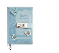 FGUJSUR Literary Girl Heart Butterfly Password Lock Notebook Girls Secret Diary With Pendant PU Exquisite Student Notepad Office Book(Blue-Secret Garden)