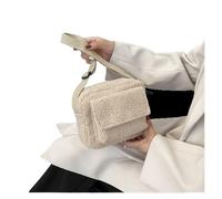FGUJSUR Plush Fabric Women's Shoulder Crossbody Bag Lambs Wool Fluffy Fur Winter Female Handbags(Beige)