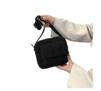 FGUJSUR Plush Fabric Women's Shoulder Crossbody Bag Lambs Wool Fluffy Fur Winter Female Handbags(Black)