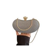 FGUJSUR Shiny Mini Evening Bag Rhinestone Chain Purse Luxury Glitter Metal Handel Clutch Elegant Wedding Dress Party Banquet(Gray)