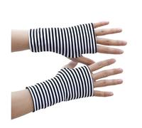 FGUJSUR Short Fingers Striped Half Finger Gloves Unisex Sun Protection Pure Cotton Drive And Ride Fingerless Style For Driving Riding Outdoor(Color 01)