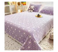 FGUJSUR Thicken Warm Velvet Mattress Bed Cover with Pillowcase 3pc Set Non-slip Bedsheet Printed Quilted Bedspread Double Sheet(11,230x250cm-3pc set)