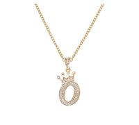 FGUUTYM 26 English Letters Full Pendant Necklace for Women Rhinestone Necklaces for Women AZ 26 Alphabet Initial Necklaces for Teenage Girls Jewellery Necklaces Men (O, One Size)