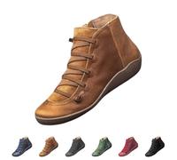 FGUUTYM Ankle Boots Autumn Women's Flat Vintage Boots Ankle Boots Classic Work Boots Round Toe Cowboy Boots Short Boots with Non-Slip Sole Stylish Practical Mid-Height Western Boots, Brown2, 6 UK