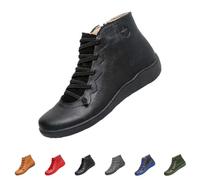 FGUUTYM Ankle Boots Autumn Women's Flat Vintage Boots Ankle Boots Classic Work Boots Round Toe Cowboy Boots Short Boots with Non-Slip Sole Stylish Practical Mid-Height Western Boots, Black (black 1