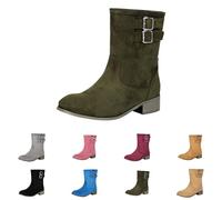 FGUUTYM Ankle Boots Women's Half Boots 34-48, Western Leather Boots Cowboy Boots Lightweight Elegant Western Boots Autumn Low Boots Slip On Shoes Short Boots Winter Boots Ankle Boots with Heel, Z1