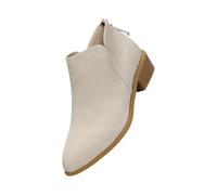 FGUUTYM Ankle Boots Women's Short Boots Cowboy Boots Elegant Fashion Half Boots with Block Heel Ankle Boots with Zip Autumn Winter Low Boots Women's Boots Half Height Transition Boots, Z3 White, 4 UK