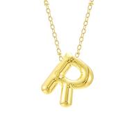 FGUUTYM Bubble Letter Necklace Gold Initial Necklaces for Women Trendy Chunky Charm Pendant Necklaces Gold Jewellery Birthday Gifts for Women Teen Her Mom Grandma Wife Sister Chains Blanks, R,