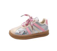 FGUUTYM Children's First Walking Shoes 26 Trainers for Girls Boys Children's Shoes with Lacing 36 Breathable Non-Slip Outdoor Walking Shoes Flat Non-Slip Sports Shoes Indoor Shoes Leisure Shoes, pink