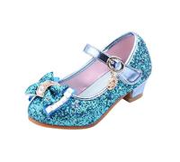 FGUUTYM Children's Glitter Evening Shoes Elegant Princess Shoes Ballerina Shoes Sequins Cute Bows Kids Heel Shoes Sequins Crystal Princess Shoes Spring and Summer Casual Shoes, Z3 Blue, 10 UK Child