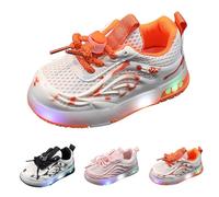 FGUUTYM Children's Shoes Luminous Shoes Boys Girls Baby Shoes Breathable Shoes Children's Leisure Shoes Outdoor Trainers Lace-Up Shoes Thick Bottom Trainers Walking Shoes Tennis Shoes, orange, 8 UK