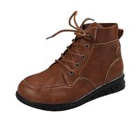 FGUUTYM Cowboy Boots Women's Mid-Height Western Boots Medieval Clothing Half Boots Ankle Boots with Lacing PU Leather Renaissance Slip On Boots Ankle Boots Women's Boots Transition Boots, yellow, 5 UK
