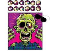 FGUUTYM Event Planner Organiser for Men, Halloween Party Game Poster with Eyeball Stickers and Blindfold for Children's Birthday Party, Party Flags, Blue (Green, One Size)