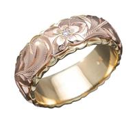 FGUUTYM Exquisite Carved Two Tone Rose Women Ring European American Wedding Gift Ring Marigold Dried, 9号, Copper, No Gemstone