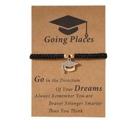 FGUUTYM Graduate Hat Charm Braided Bracelet Design Graduation Season Blessing Card Bracelet Batting Bracelets Bulk, A, Metal, No Gemstone