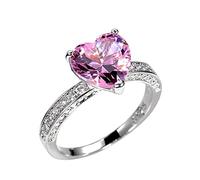 FGUUTYM Heart Ring Elegant Rhinestone Ring for Women Work Full Zircon Copper Rings for Women Size 6 10um Gymnastic Rings, 8, Copper, No Gemstone