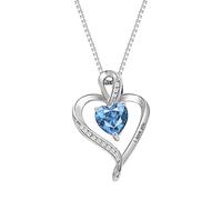 FGUUTYM Jewellery For Women Wife Heart Birthstone I Love You Necklace For Women Wedding Anniversary Birthday For Wife Women's Jewellery Pendant Necklaces Necklace Bracelet Set Men (Blue, One Size)