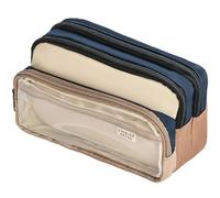 FGUUTYM Large Capacity Pencil Case, Japanese Stationery Case for and Girls, Double Solid Color, Multifunctional, for Middle School Students, Pencil Case (Z2-Navy, One Size)