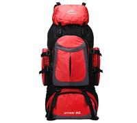 FGUUTYM Lightweight Hiking Backpack, 90L Hiking Daypack with Rain Cover for Travel, Camping, Outdoor, Men and Women Backpacks for Women, Black (Red, A)