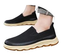 FGUUTYM Loafer Men's Moccasins Thick Sole Low Shoes Slip On Casual Shoes Breathable Comfort Shoes Comfortable Non-Slip Work Shoes Business Shoes Driving Shoes Slip On Shoes Boat Shoes, black, 9.5 UK