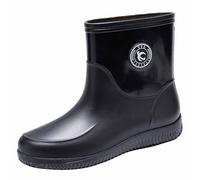 FGUUTYM Men's Rain Boots with Solid Rubber Sole Rubber Shoes Short Summer Rain Boots Half Height Wellington Boots Wide Shaft Extra Wide Rain Shoes Outdoor Waterproof and Non-Slip Wellington Boots