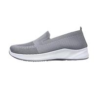 FGUUTYM Orthopaedic Shoes Women's with Air Cushion Trainers Width H Nurse Walking Shoes Slip On Sports Training Road Running Shoes Memory Foam Breathable Mesh Casual Shoes, gray, 2 UK