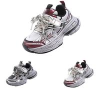 FGUUTYM Outdoor Sports Trainers with Air Cushion Non-Slip and Breathable Sports Shoes Trainers Running Shoes Fitness Shoes Children's Shoes Barefoot Road Running Shoes Hiking Shoes, silver, 2 UK