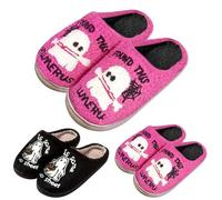 FGUUTYM Plush Mules Women Men Soft Fluffy Slippers Winter Super Soft & Warm Halloween Slippers Funny Print Cute Winter Shoes Memory Foam Felt Slippers, Pink, 10 UK