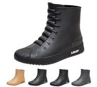 FGUUTYM Rain Shoes Men Women Short Ankle Rain Boots Rain Shoes Non-Slip Wellington Boots Half Height Rain Boots Ankle Boots Waterproof Garden Shoes Wellington Boots Slip-On Boots Work Shoes, black, 7