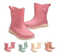 FGUUTYM Rain Shoes Rubber Summer Women's Rubber Short Rain Shoes Waterproof Rain Boots Half Height Boots Rain Boots Comfortable Robust Ankle Boots Slip-On Boots Garden Shoes Garden Boots, pink, 7 UK