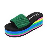 FGUUTYM Sketches Women's Shoes Black Beach Outdoor Shoes Flops Slip Sandals Indoor Women Summer Women's Sandals Hallux Valgus Women, Z3 Green, 4 UK